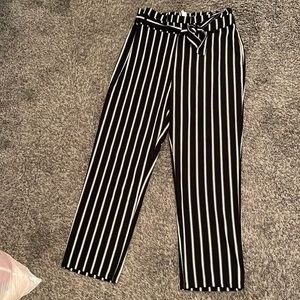 Black and white striped pants
